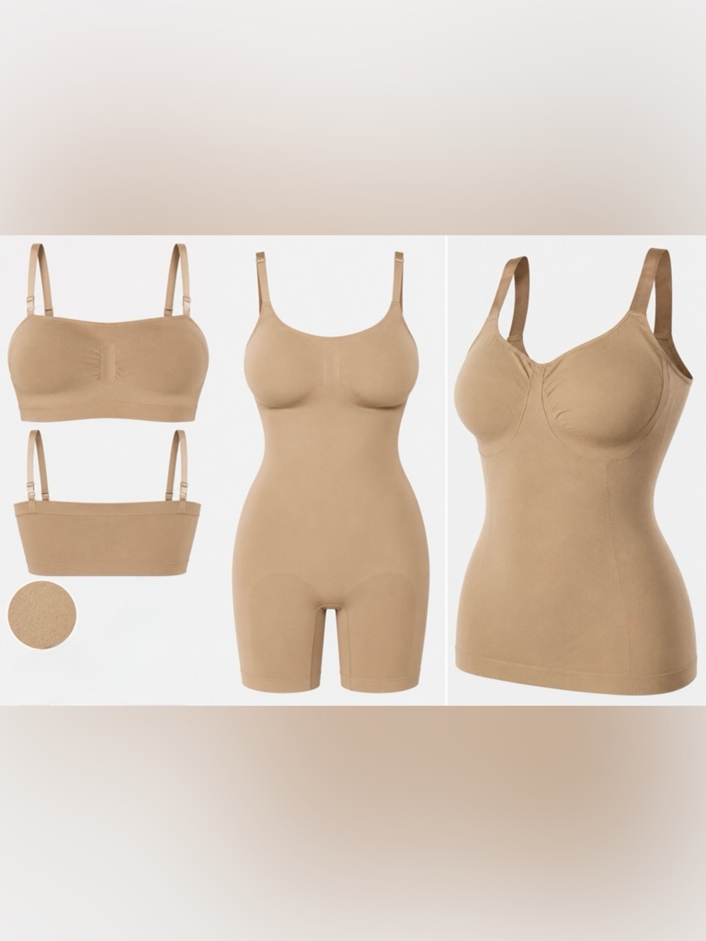 YITTY Nearly Naked Shapewear Bundle  of 3 in Tan Cami/Bra/Bodysuit  XL/XXL 1X/2X